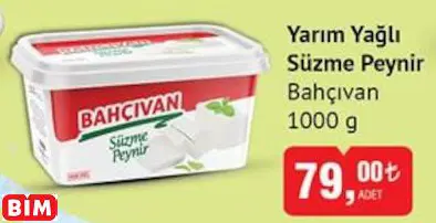 BAHÇIVAN  YARIM YAĞLI SÜZME PEYNİR
